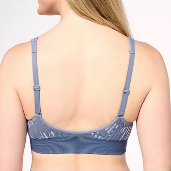 AnyBody Intimates Floral Striped Jacquard Sports Bra Pink Nude Natural - Picture 2 of 9